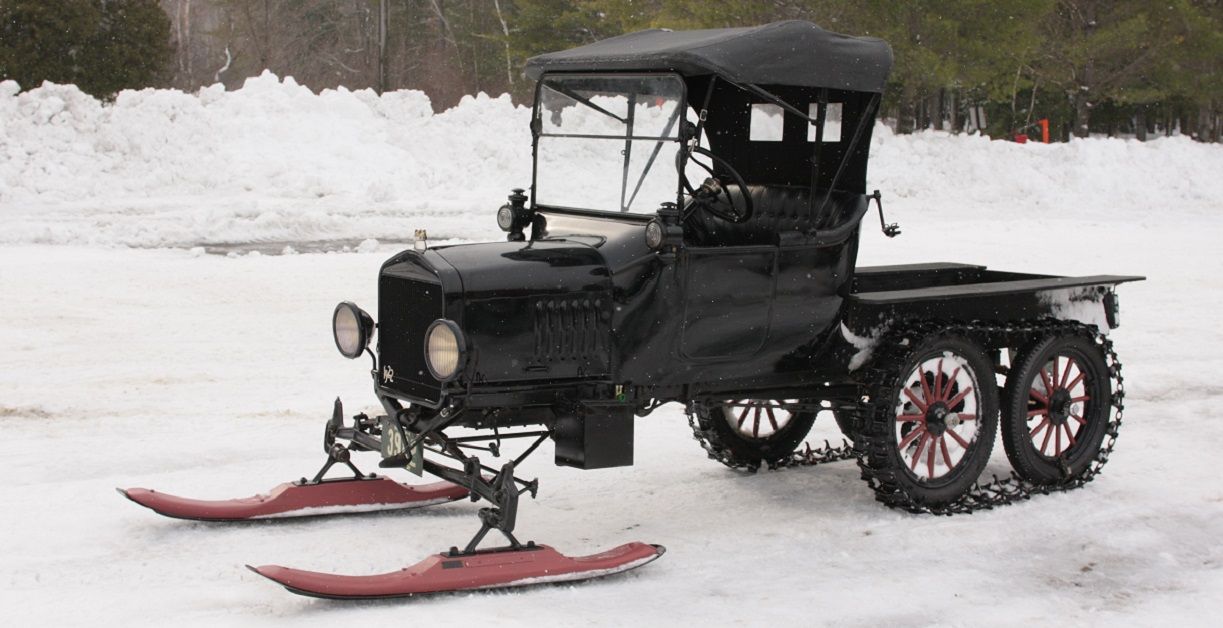 Black Model T Snowmobile