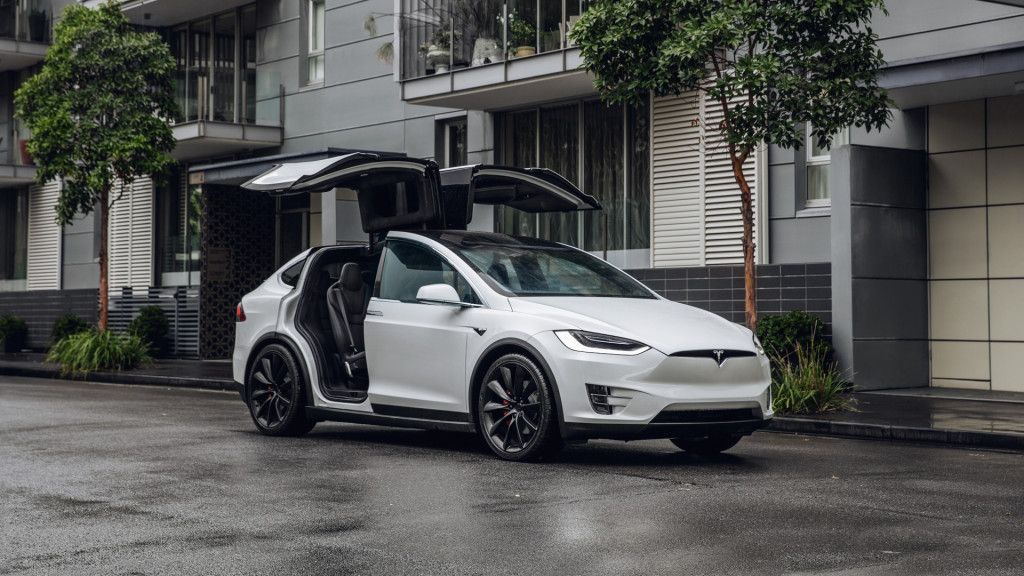 Tesla Model X White Doors Open
