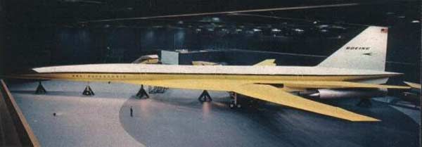 Boeing 2707 Wooden Mockup Side View With Swing Wings Extended