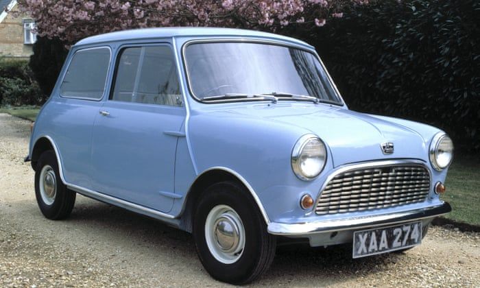 1959 Austin Mini In Light Blue Front 3.5 View
