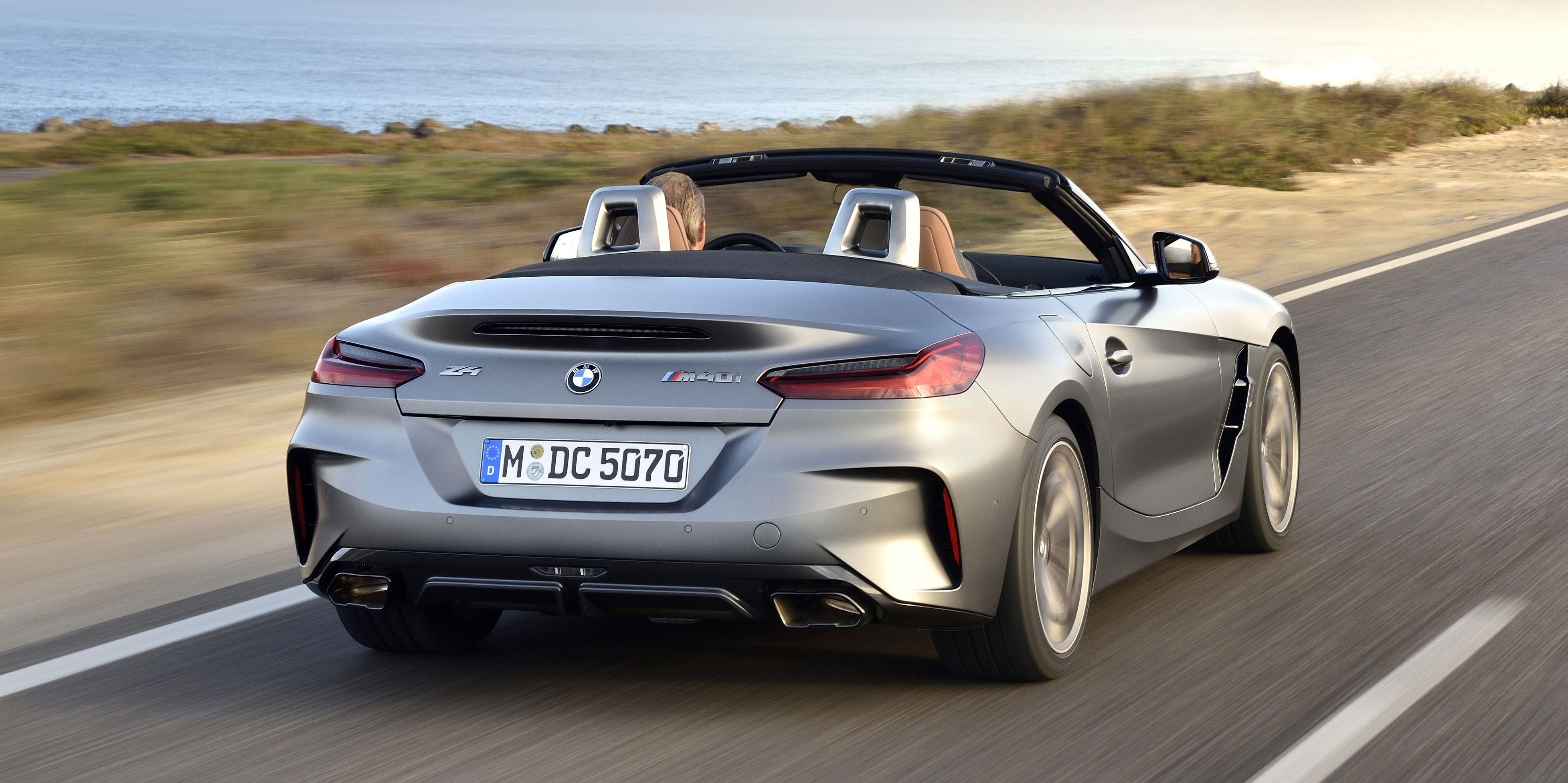 2021 Silver BMW Z4 Driving Along The Oceanside