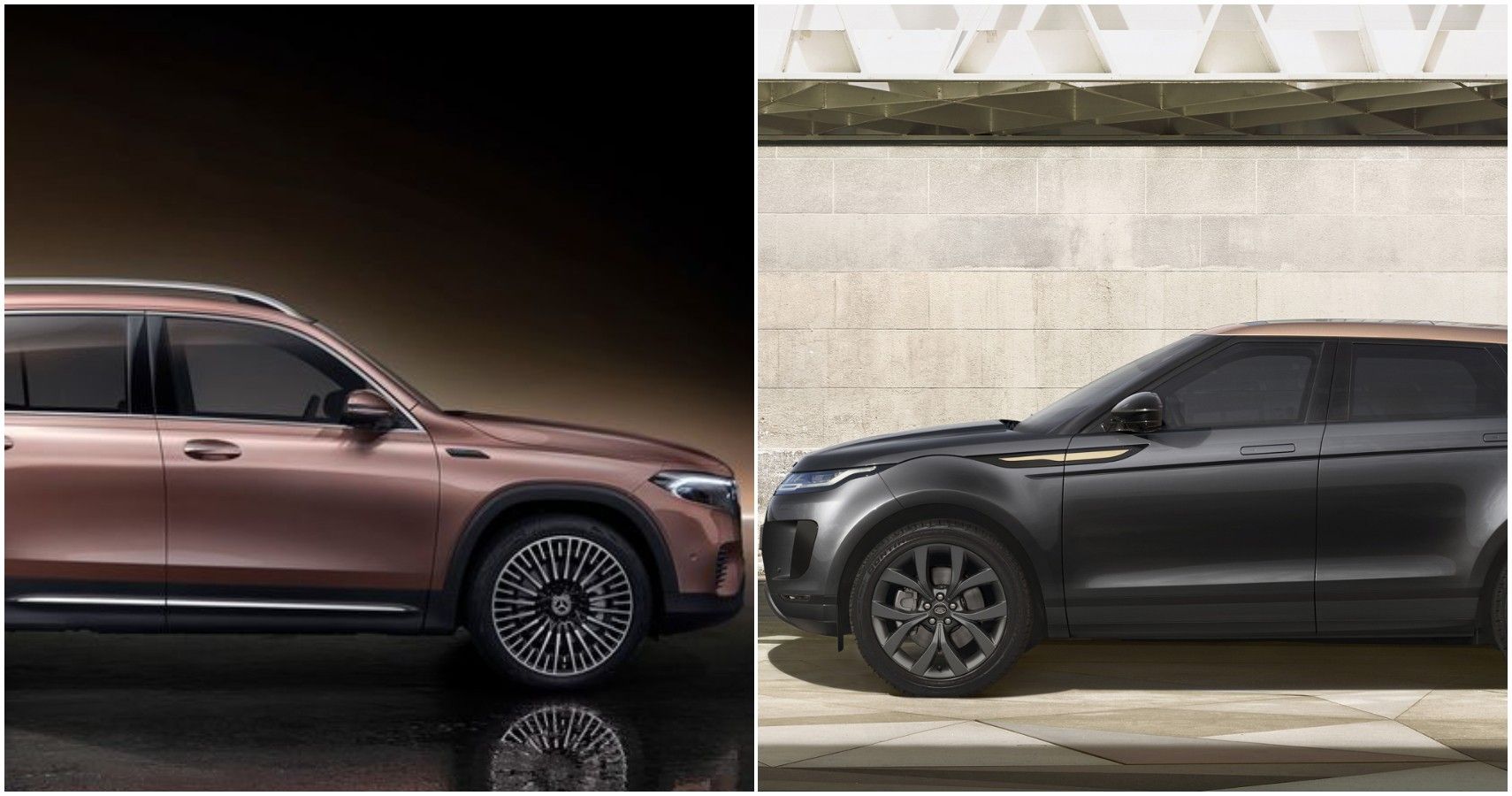 A Mercedes-Benz GLB And A Range Rover Evoque In An Image 