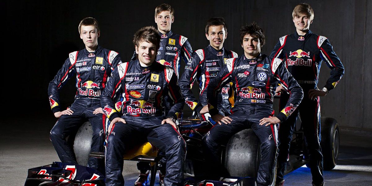 Alex Albon In A Red Bull Racing Drivers Team Photo