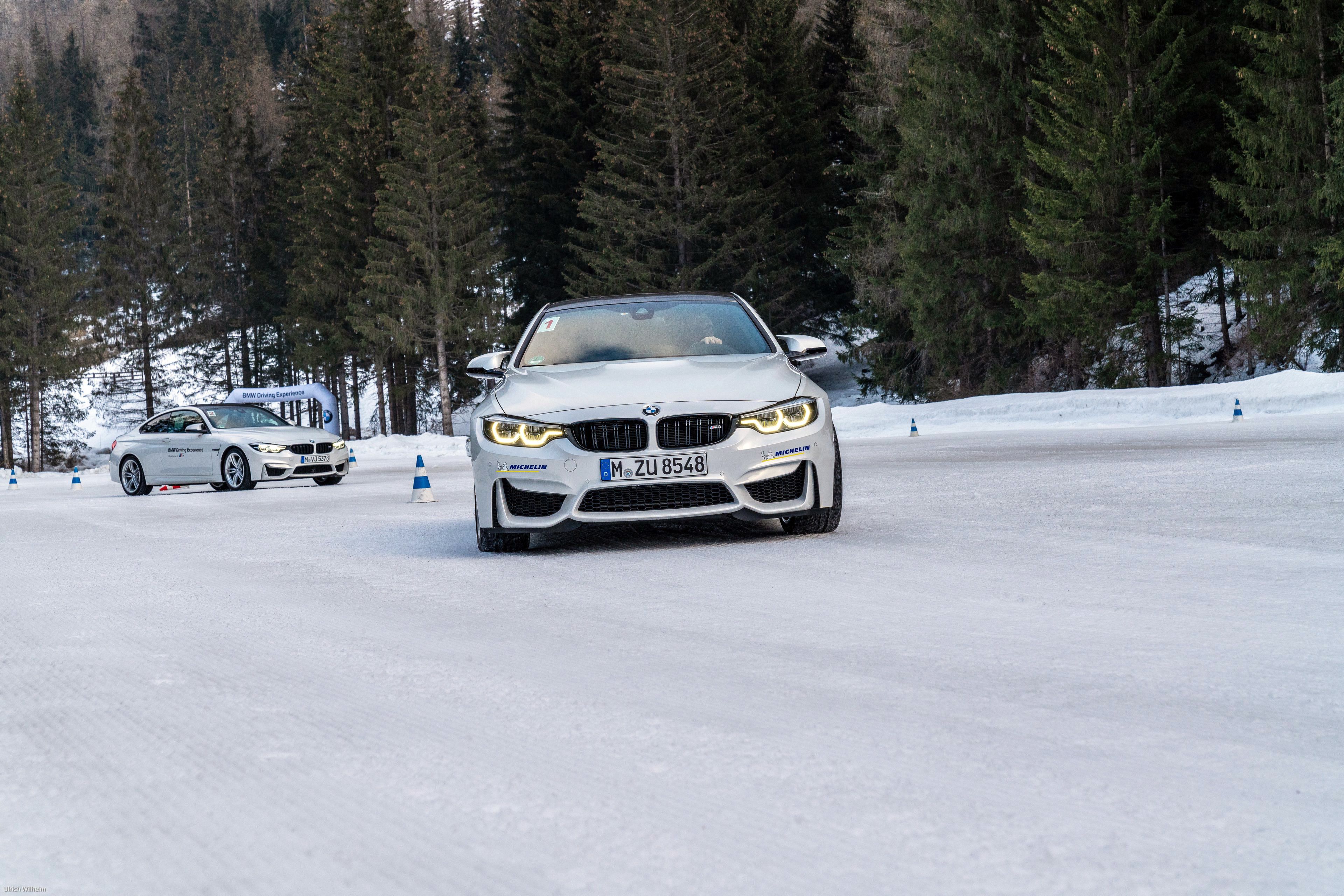 BMW 3 series in the snow white