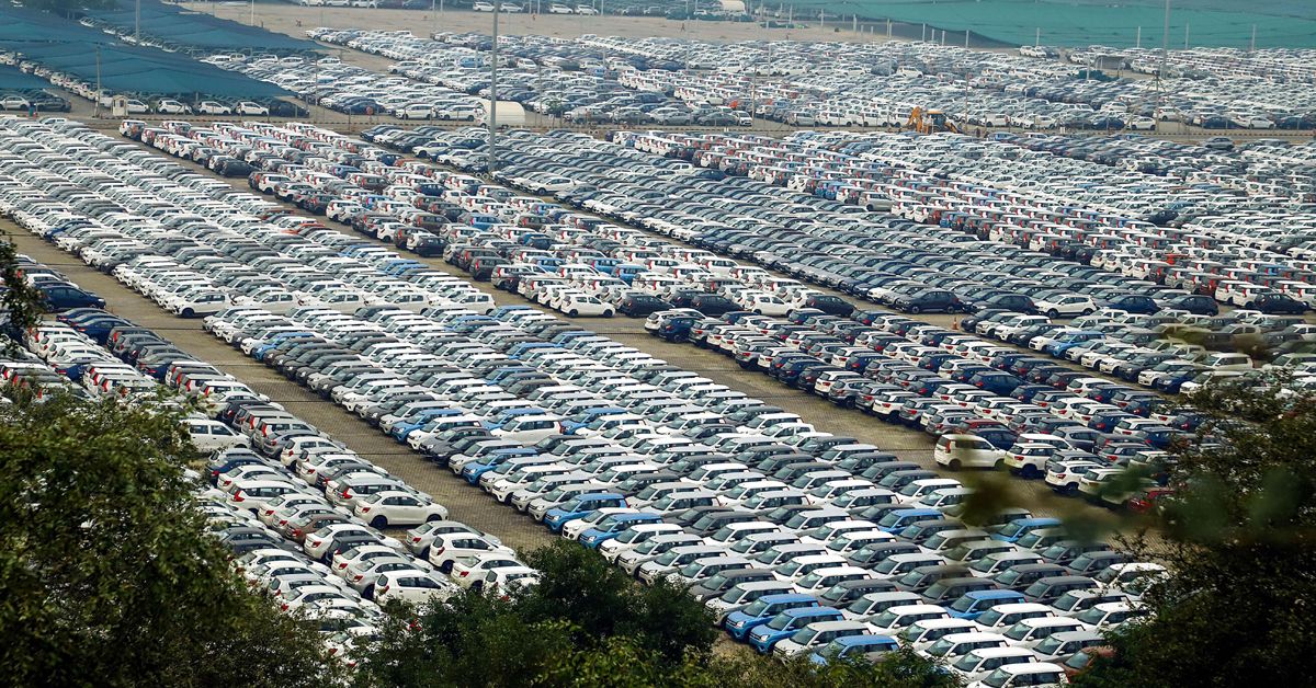 Cars Parked At The Dealership After The Covid-19 Pandemic