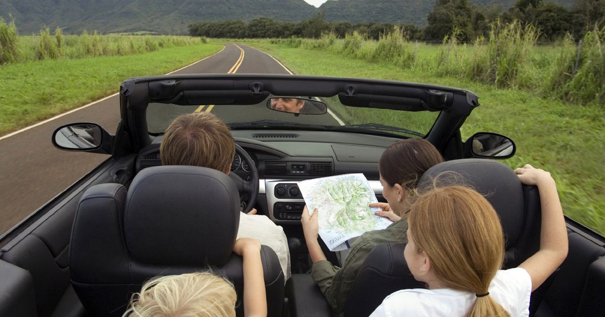 Family On A Car Road Trip 