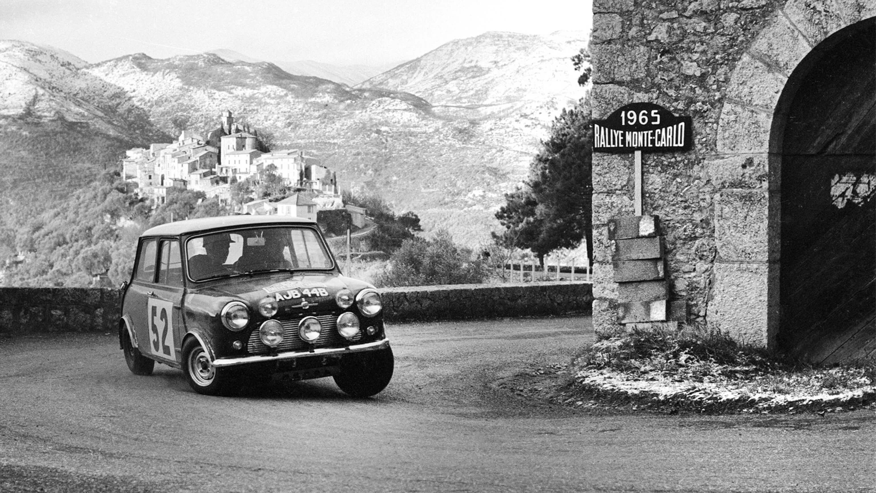 Austin Mini Running In The 1965 Monte Carlo Rally