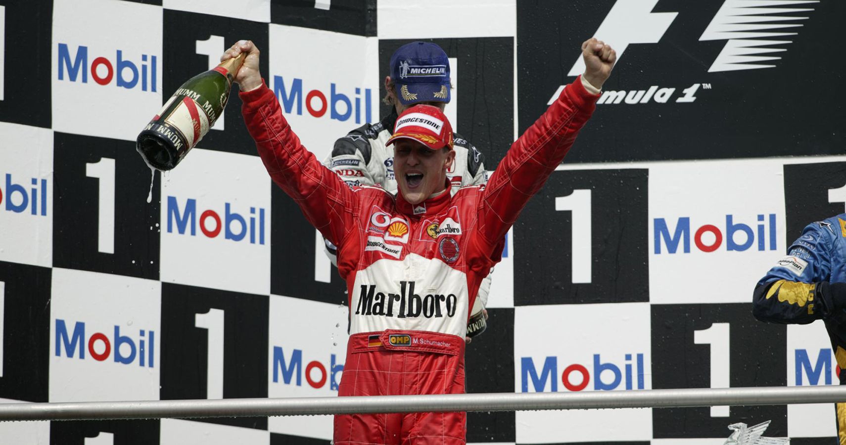 Michael Schumacher podium celebration