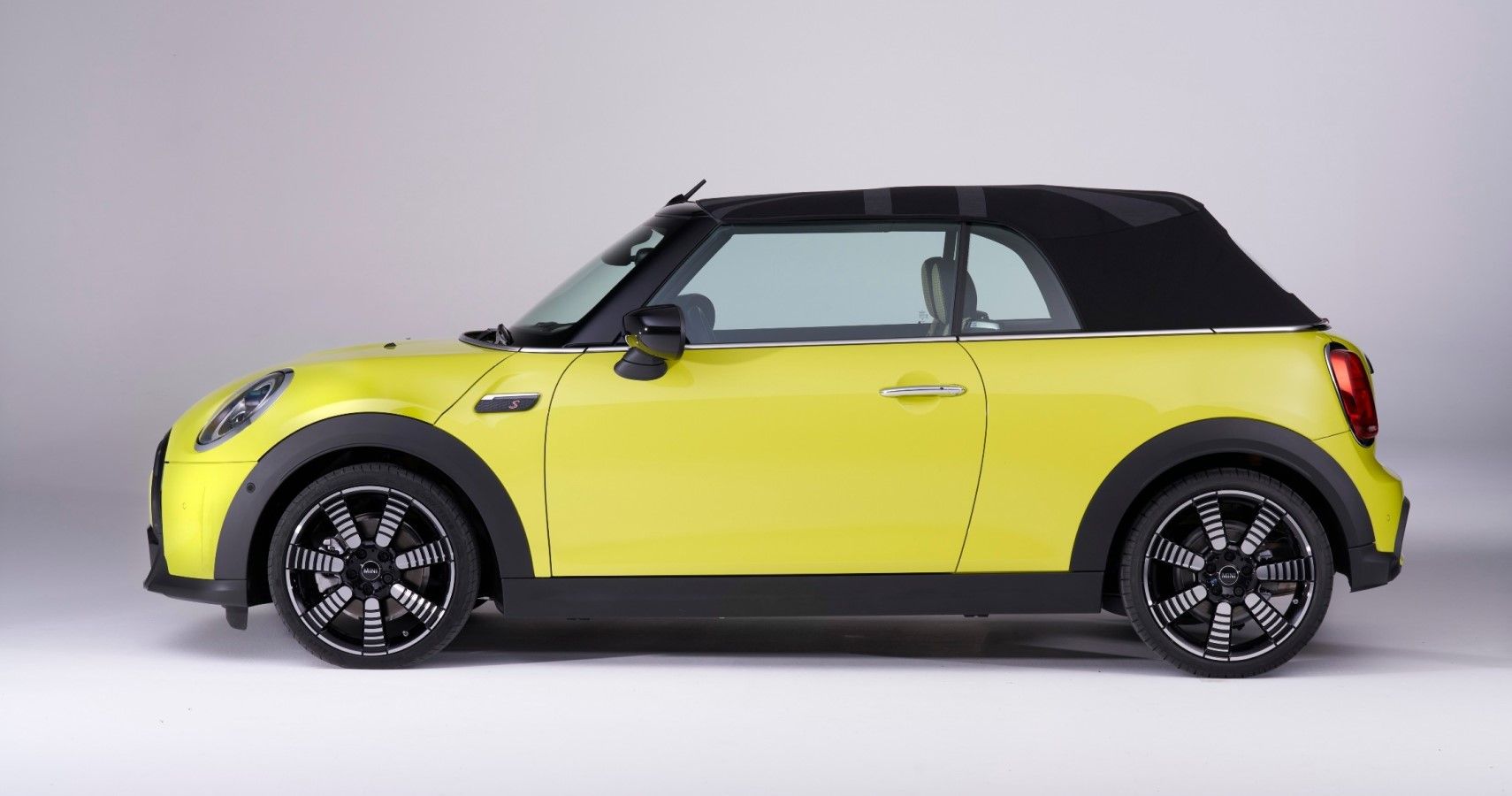 Mini Convertible Cooper S side profile with the top up