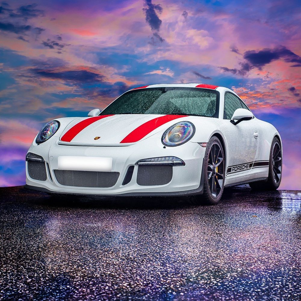 Porsche 911 RS White With Red Stripes