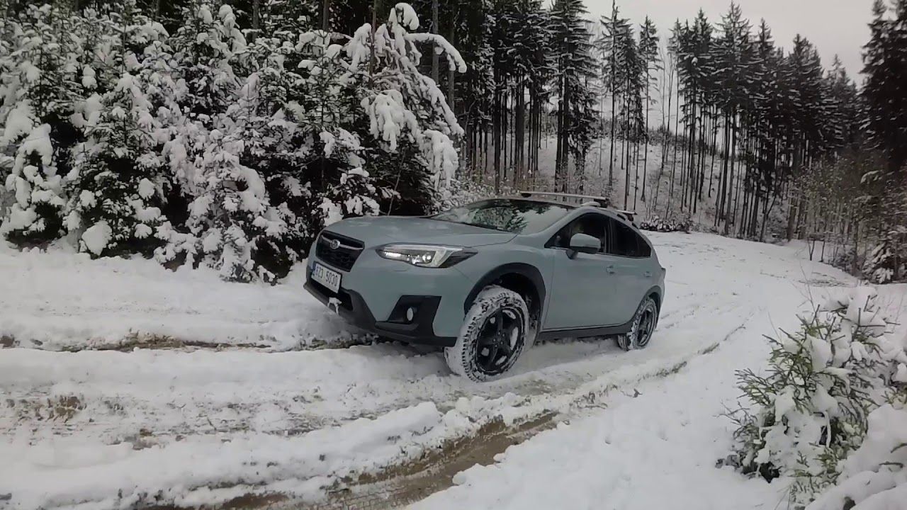 Subaru Crosstrek lifted off road snow blue