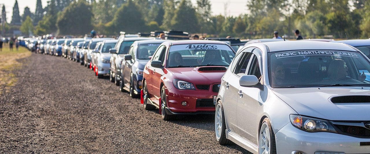 Subiefest Subaru WRX STI car show linup crew gang team most