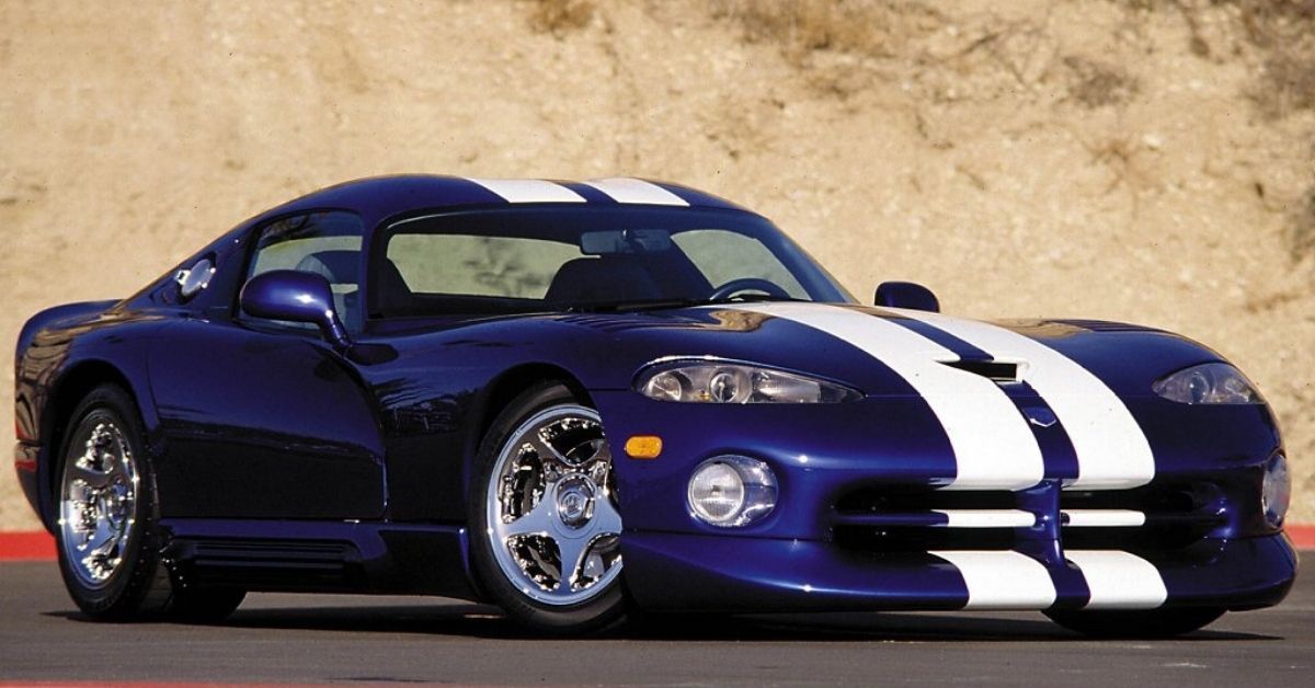 Blue and White Stripes 1997 Dodge Viper GTS 
