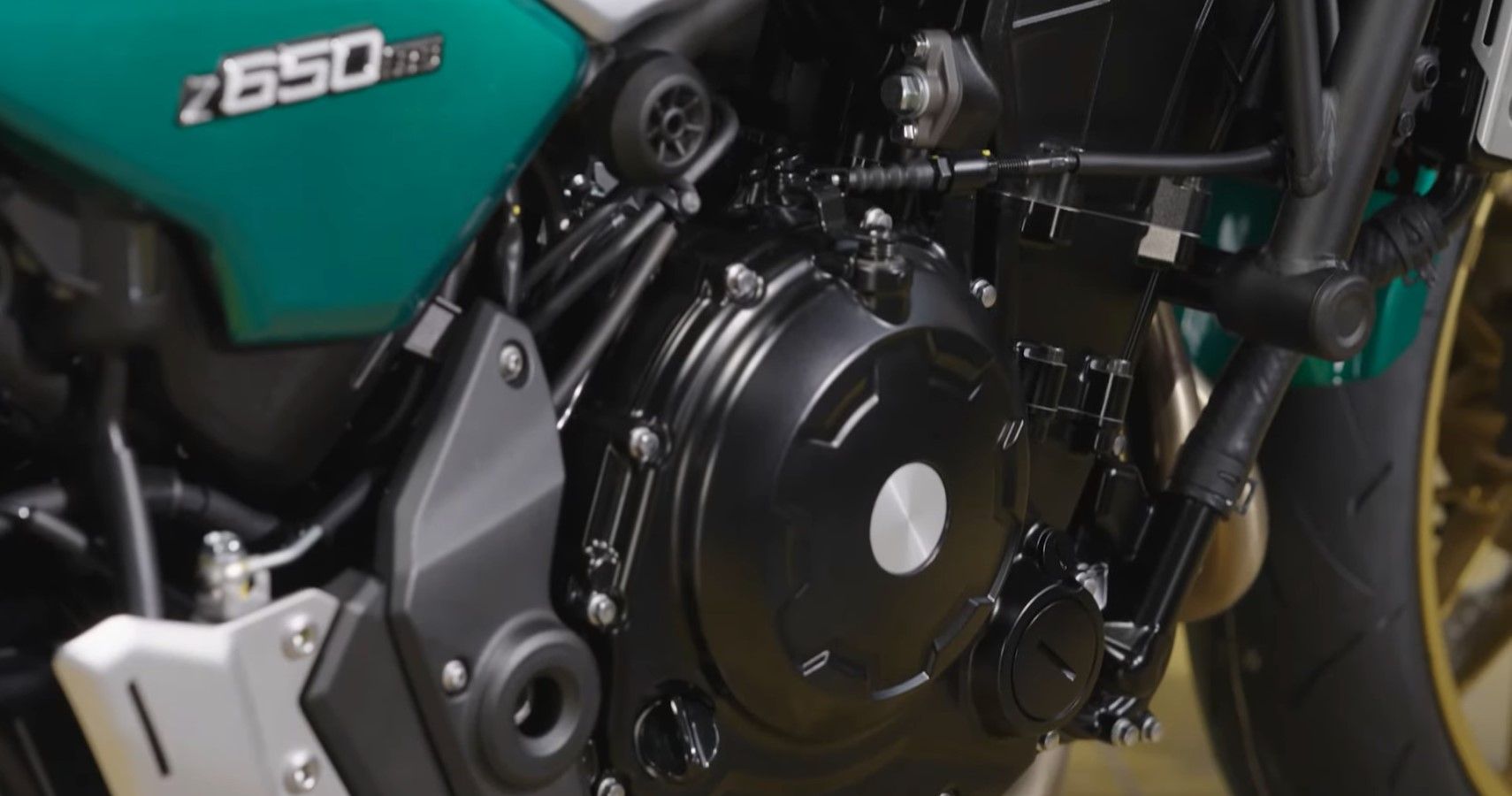 2022 Kawasaki Z650RS engine close-up view