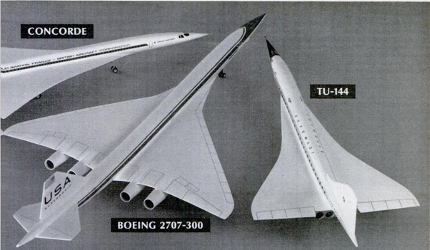 Boeing 2707 Delta Model With TU-144 And Concorde Models