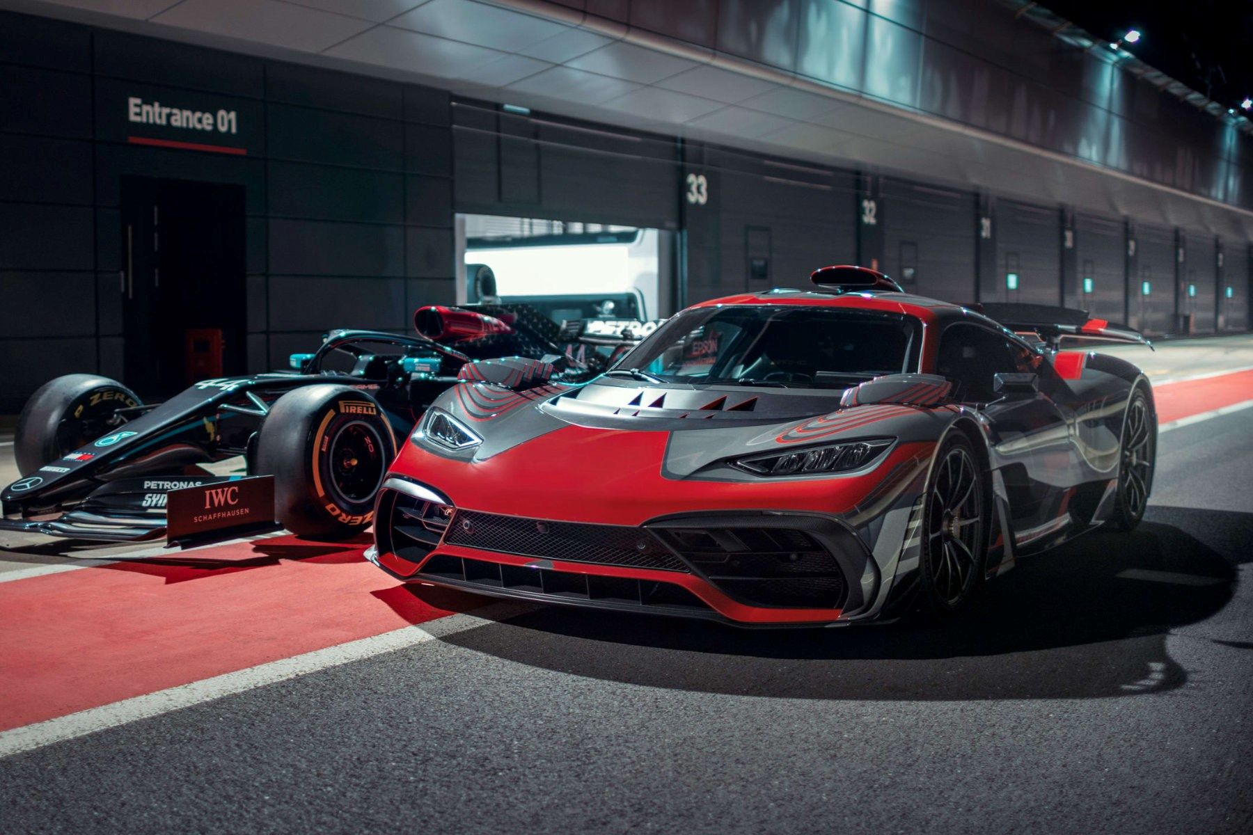 AMG Project One With Hamiltons F1 Car