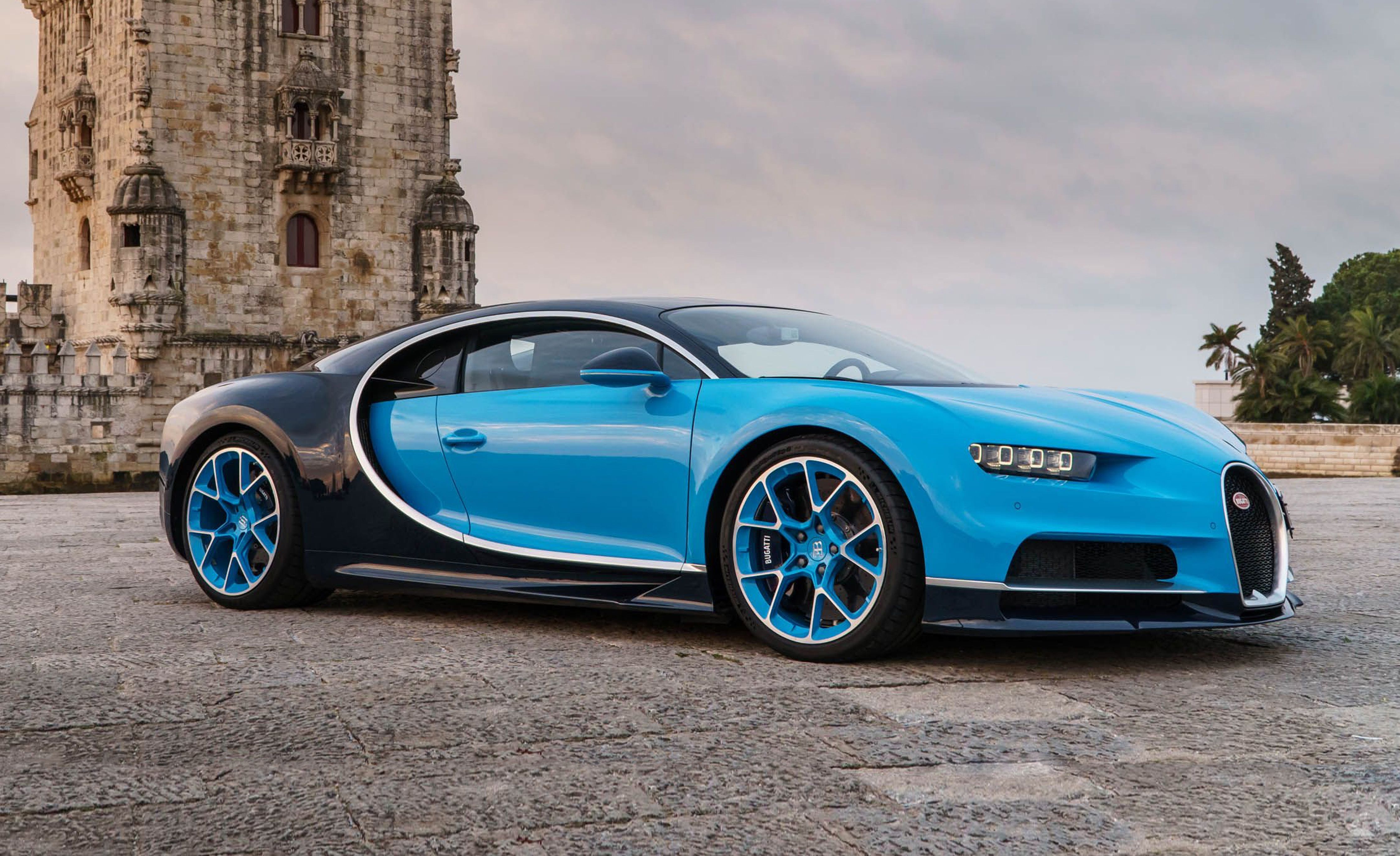 Blue 2018-bugatti-chiron on the road
