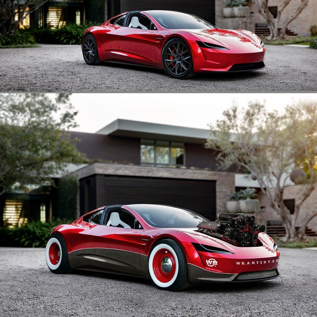 Tesla Roadster Hot Rod LS Engine Comparison With Original Roadster