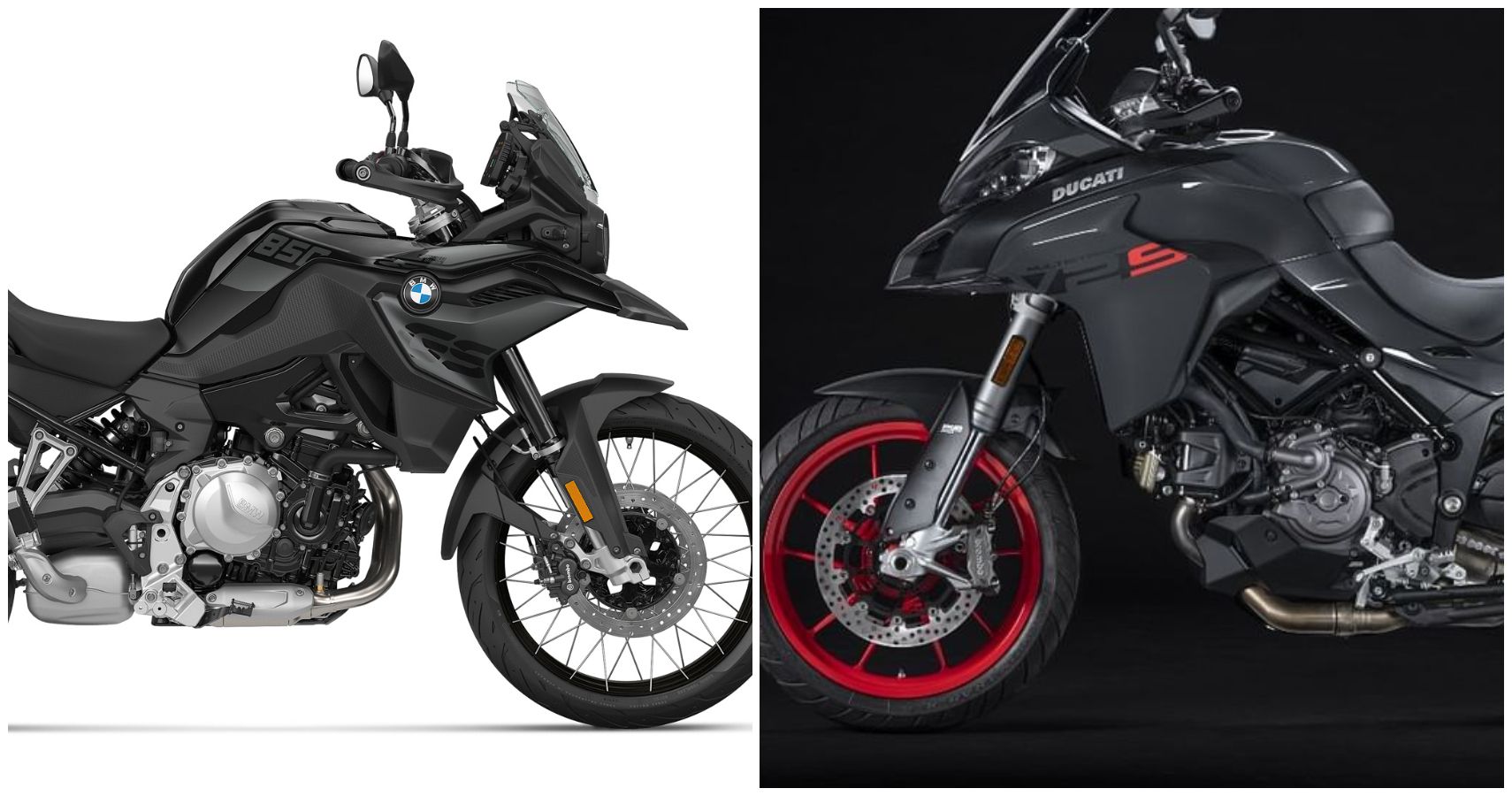 A Collage Of A Ducati Multistrada V2 And BMW F 850 GS