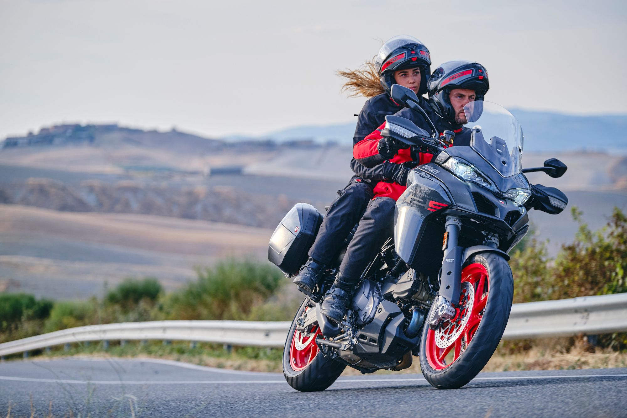 A Ducati Multistrada V2 In Motion On The Road