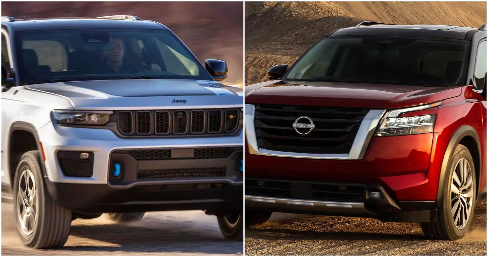 A Collage Of A Jeep Grand Cherokee And A 2022 Nissan Pathfinder