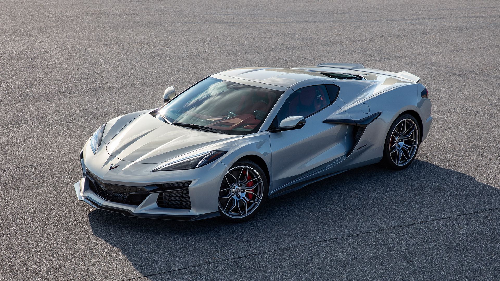 A Silver 2023 Chevy Corvette Z06 On The Road
