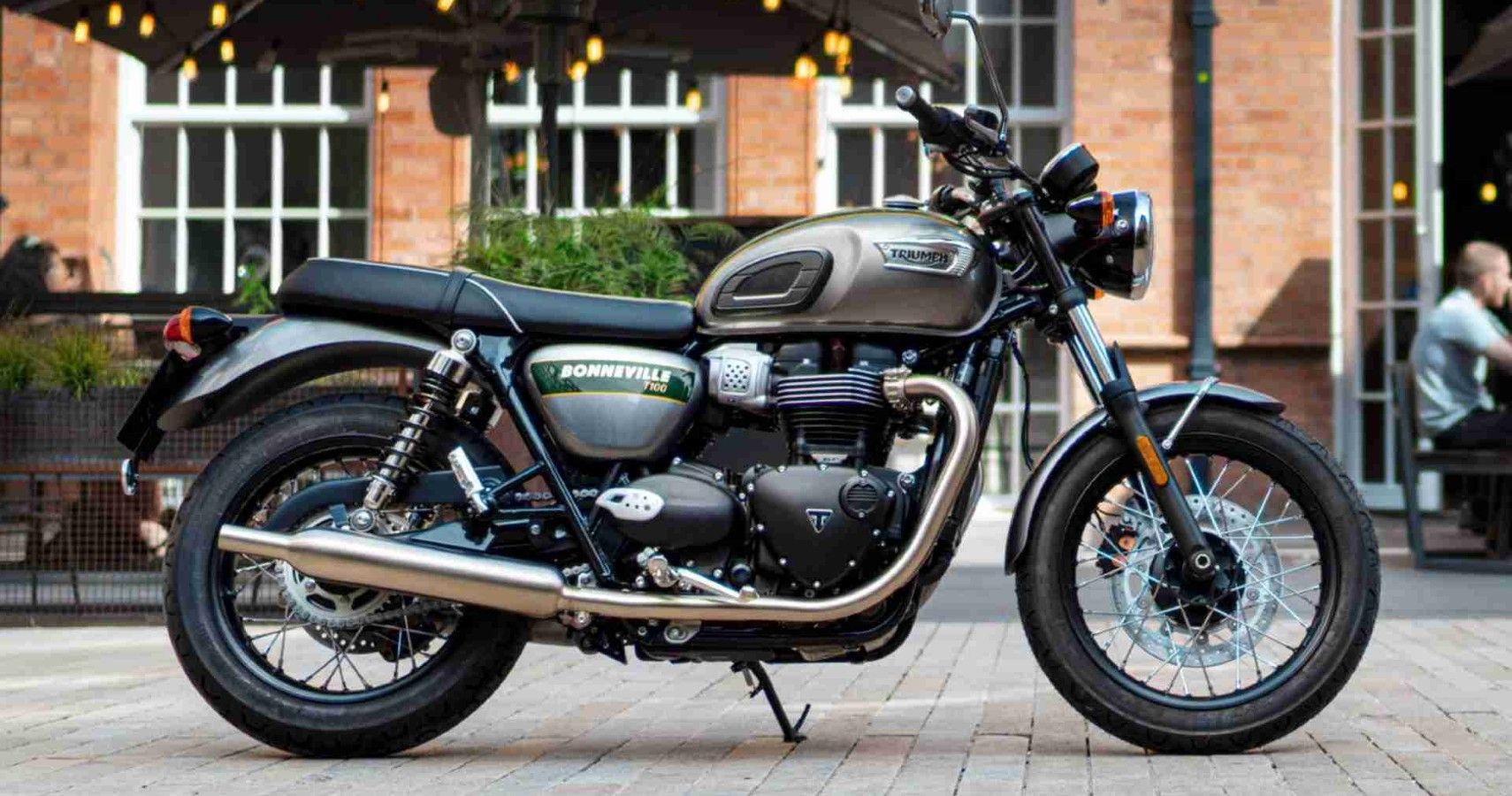 A 2022 Triumph Bonneville Gold Line Edition On The Road