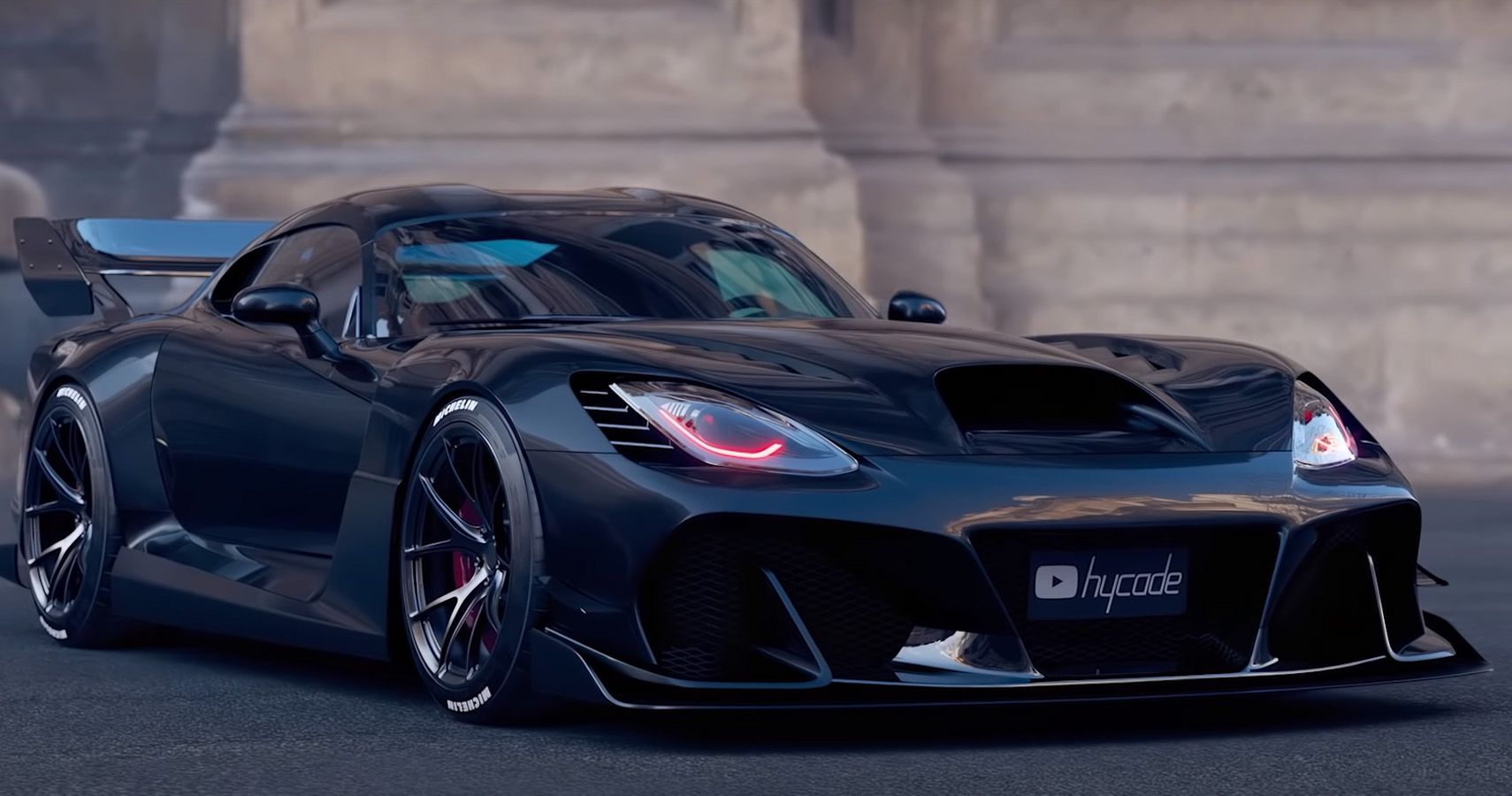 Black Dodge Viper rendering right front view