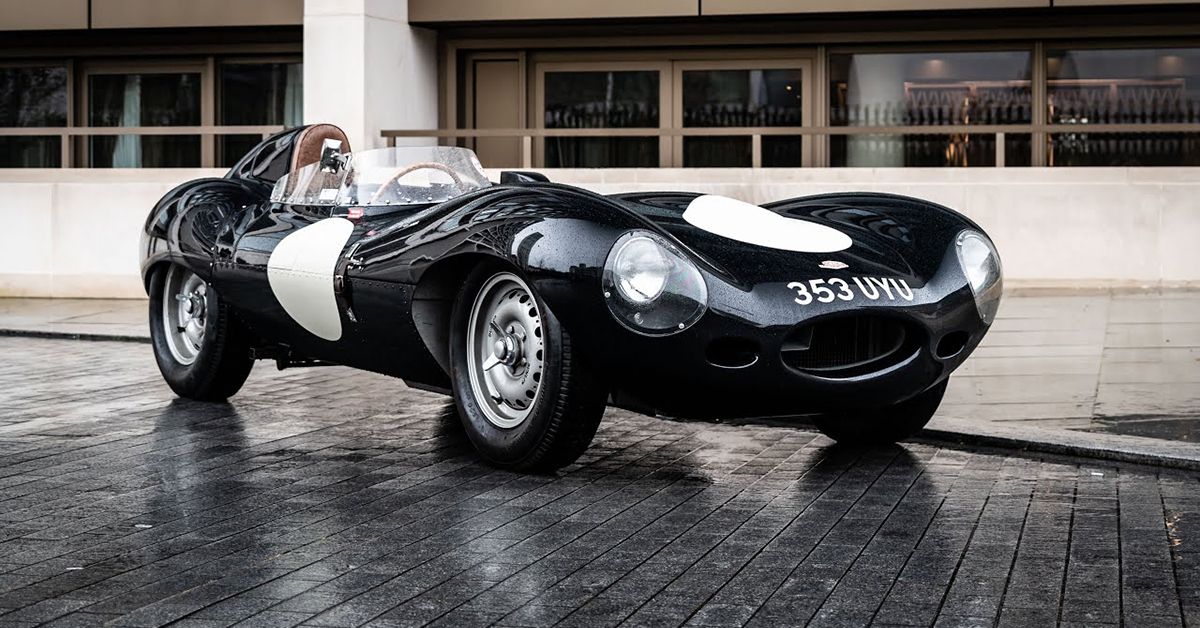 Black and White 1955 Jaguar D-Type