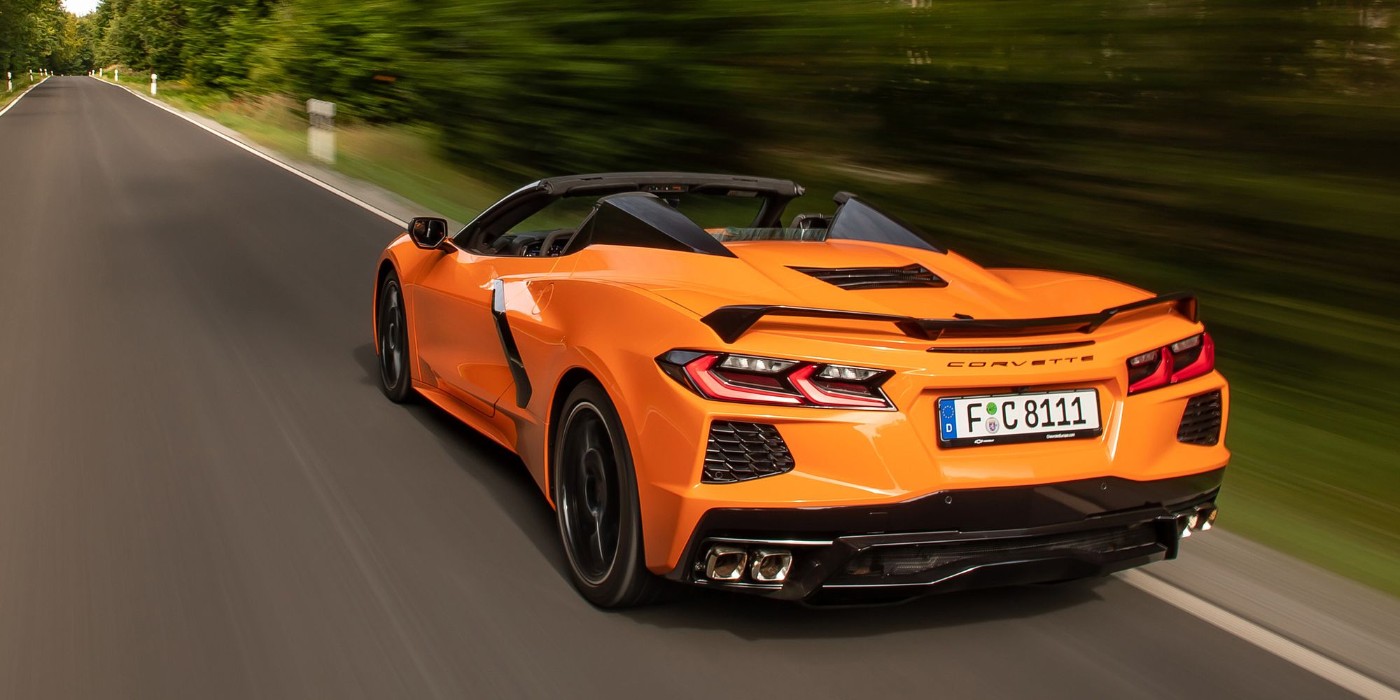 The rear of the Stingray Convertible on the move
