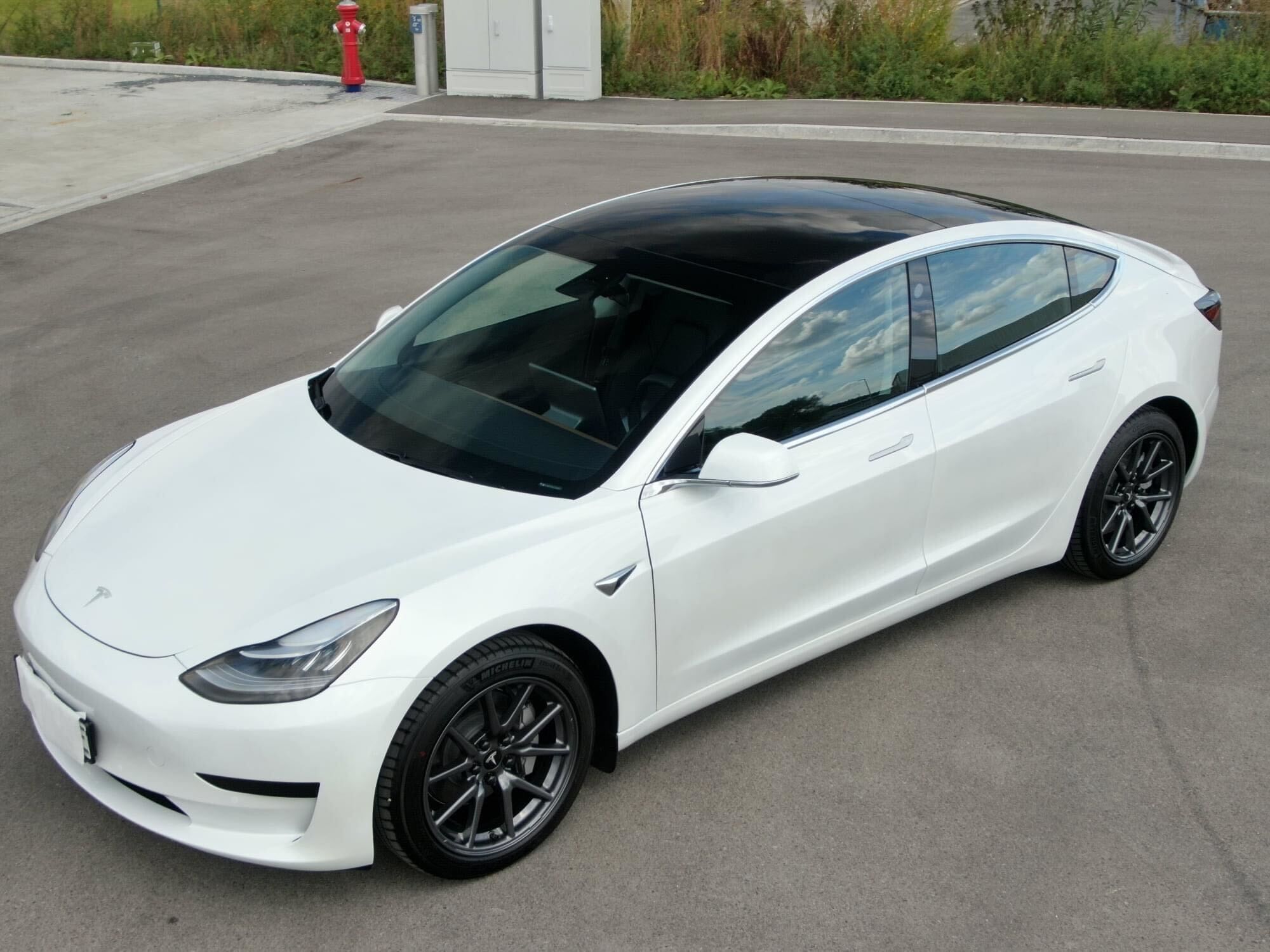White Tesla Car