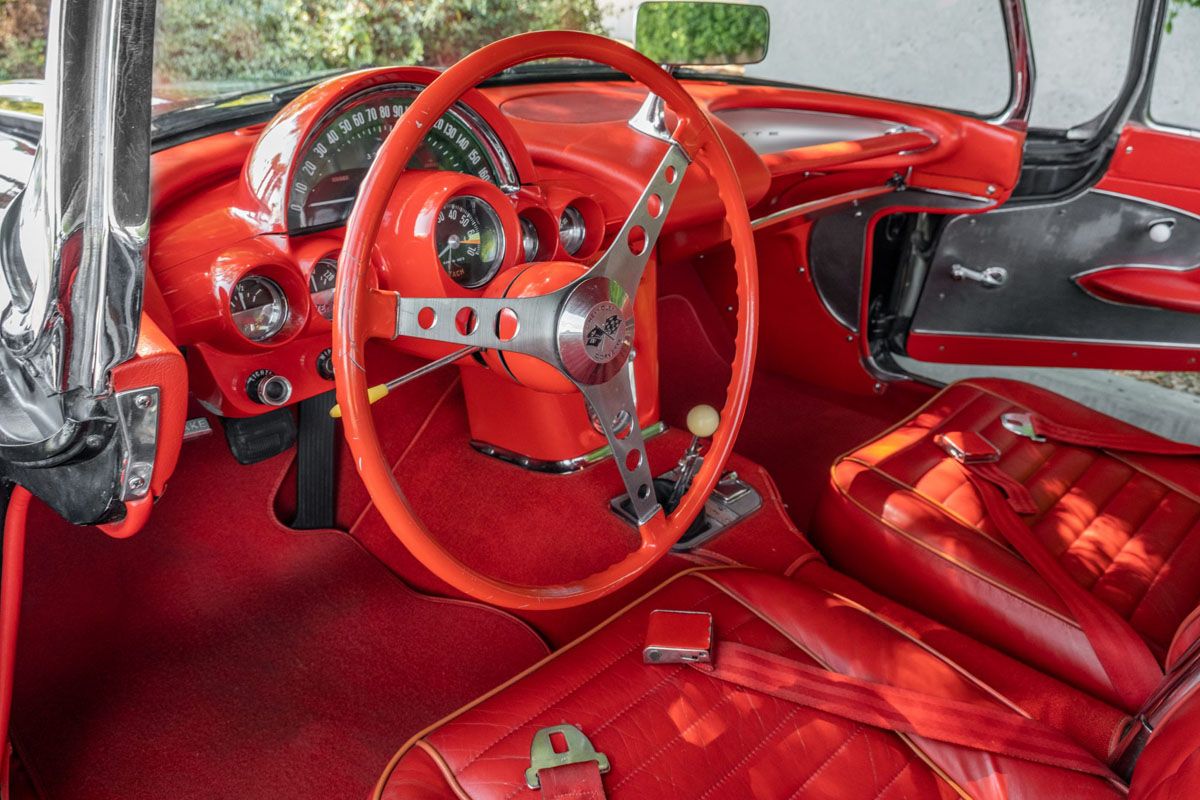 Fully Restored Period-Correct Fuel-Injected 1959 Chevrolet Corvette's Stunning Red Interior Bears Signatures