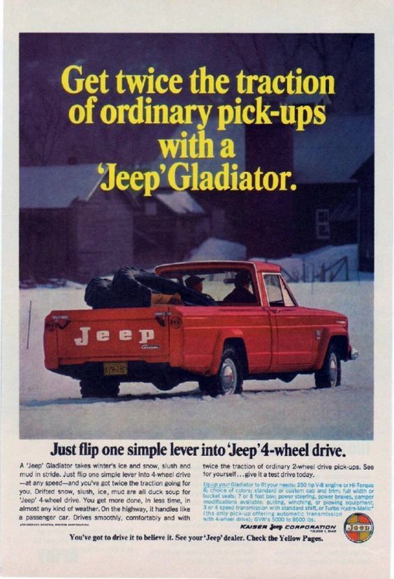 Jeep Gladiator Pickup Truck Ad From '60s.