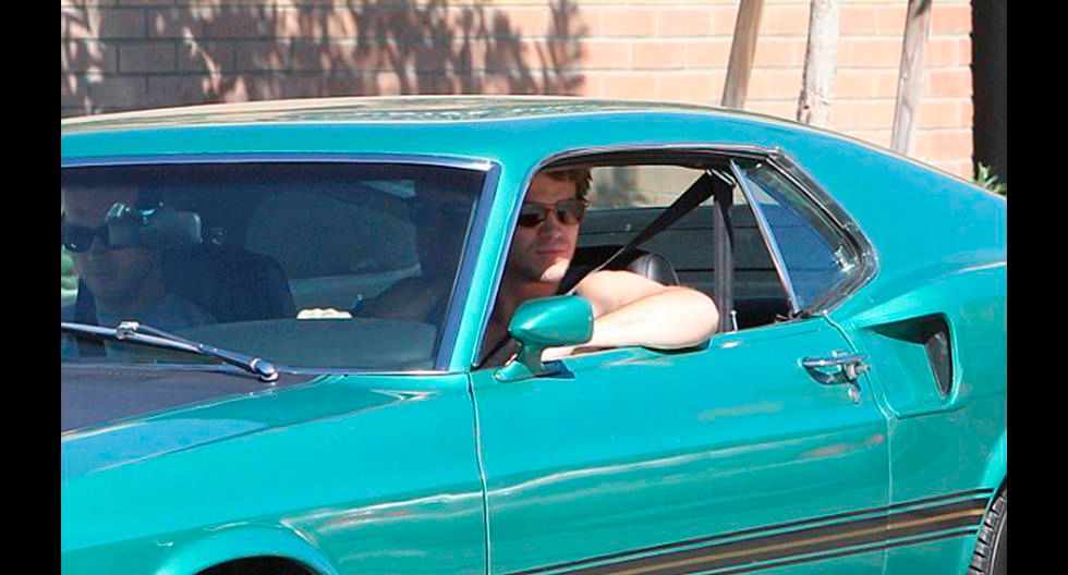 Liam Hemsworth In His 1969 Ford Mustang Mach 1