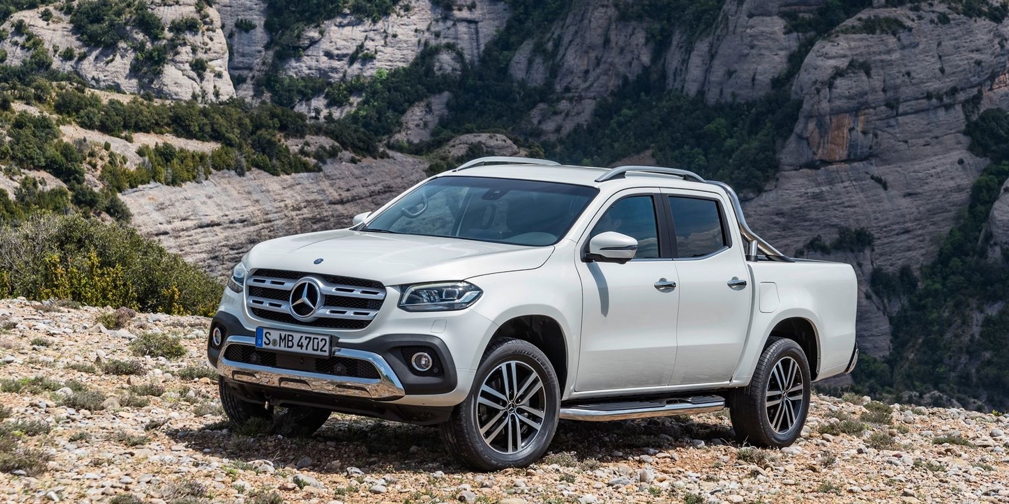 Mercedes X-Class Parked Off-Road on Cliff Edge