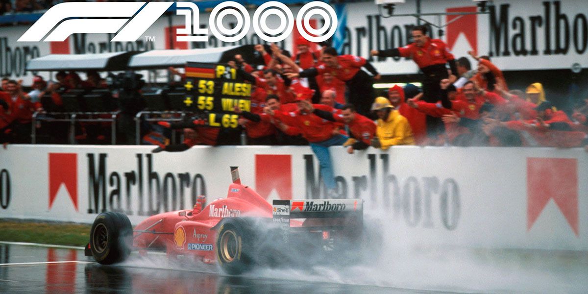 Michael Schumacher Driving A ferrari f1 car In The Wet