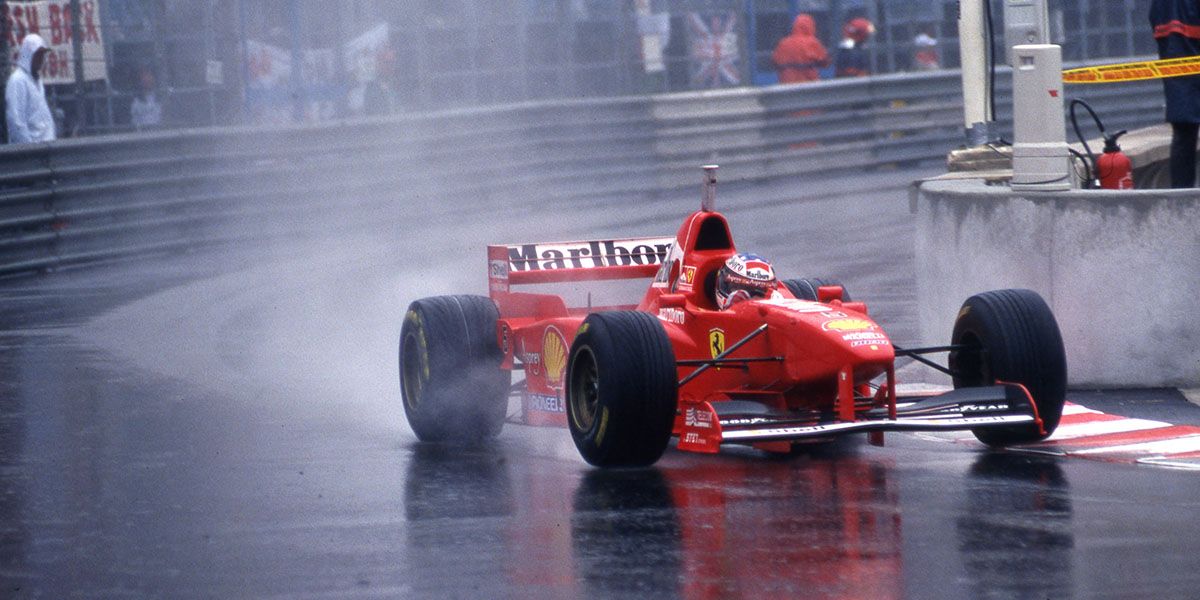 Michael Schumacher On A Wet F1 Track