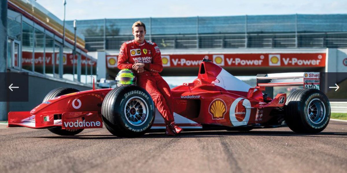 Mick Schumacher With The 2002 Ferrari F2002 
