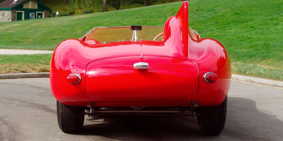 Red 1956 Jaguar D-Type  RearSide