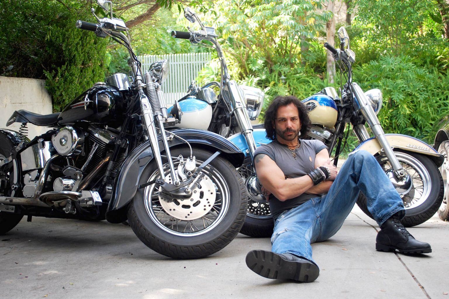 Richard Grieco with his motorcycle collection