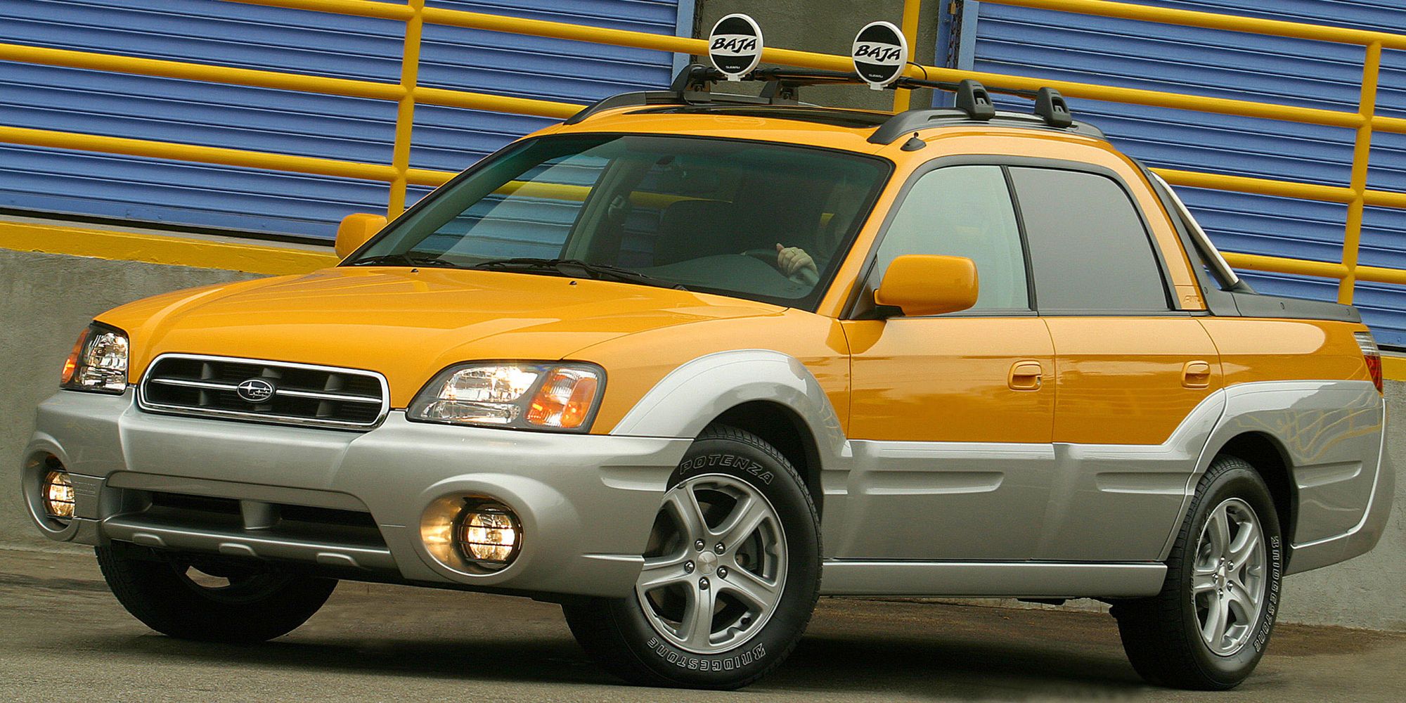 Front 3/4 view of the Subaru Baja