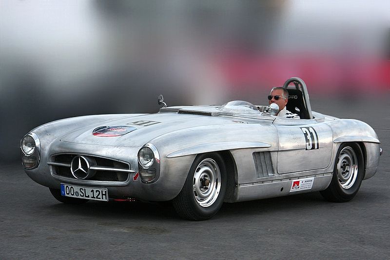 A picture of the 1957 Championship-winning 300 SL Roadster. "The 1957 championship-winning 300 SLS was a 300 SL roadster modified to meet Sports Car Club of America racing standards."