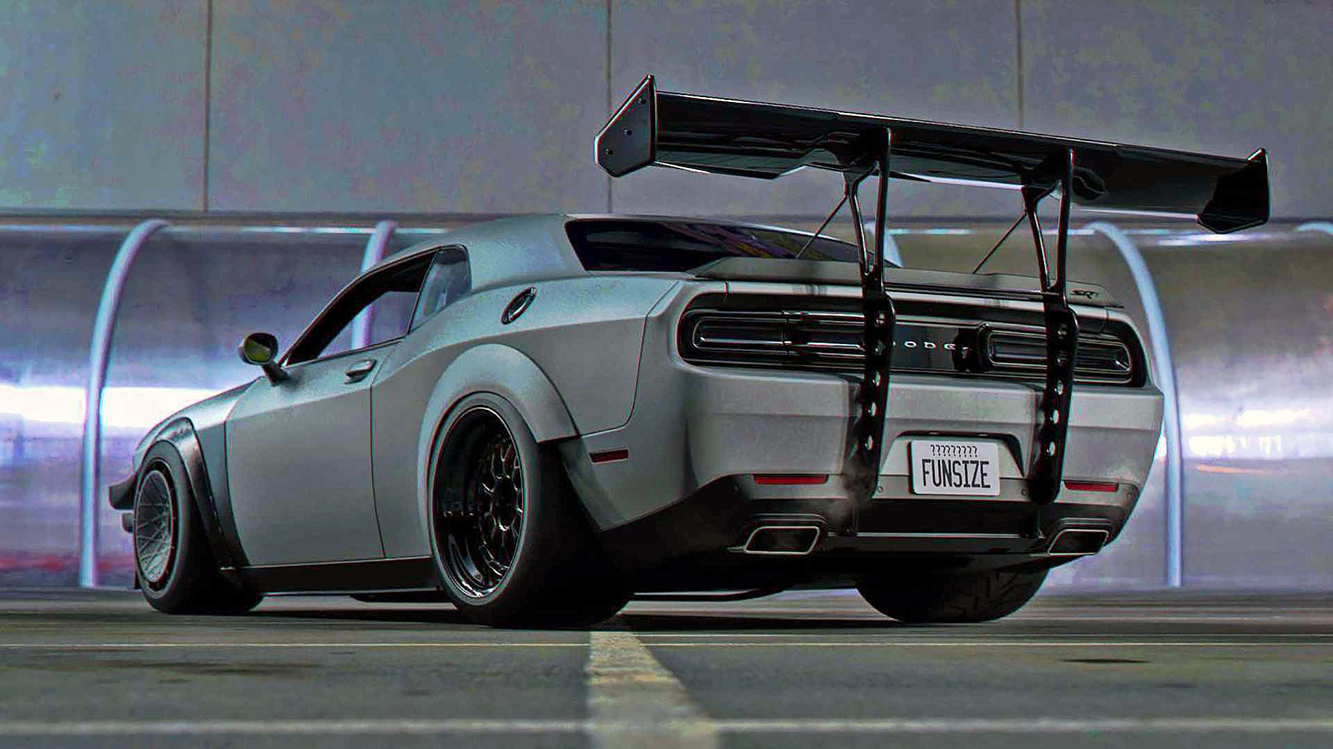 dodge challnger srt 2015 2016 2017 2020 2021 2022 18 19 grey widebody wing spoiler chasis mounted fender flare s