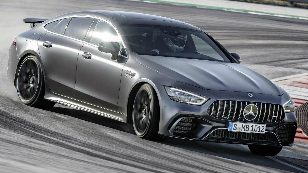 mercedes-benz-amg-gt-63-s Side View In Gray, Drifting Around A Corner