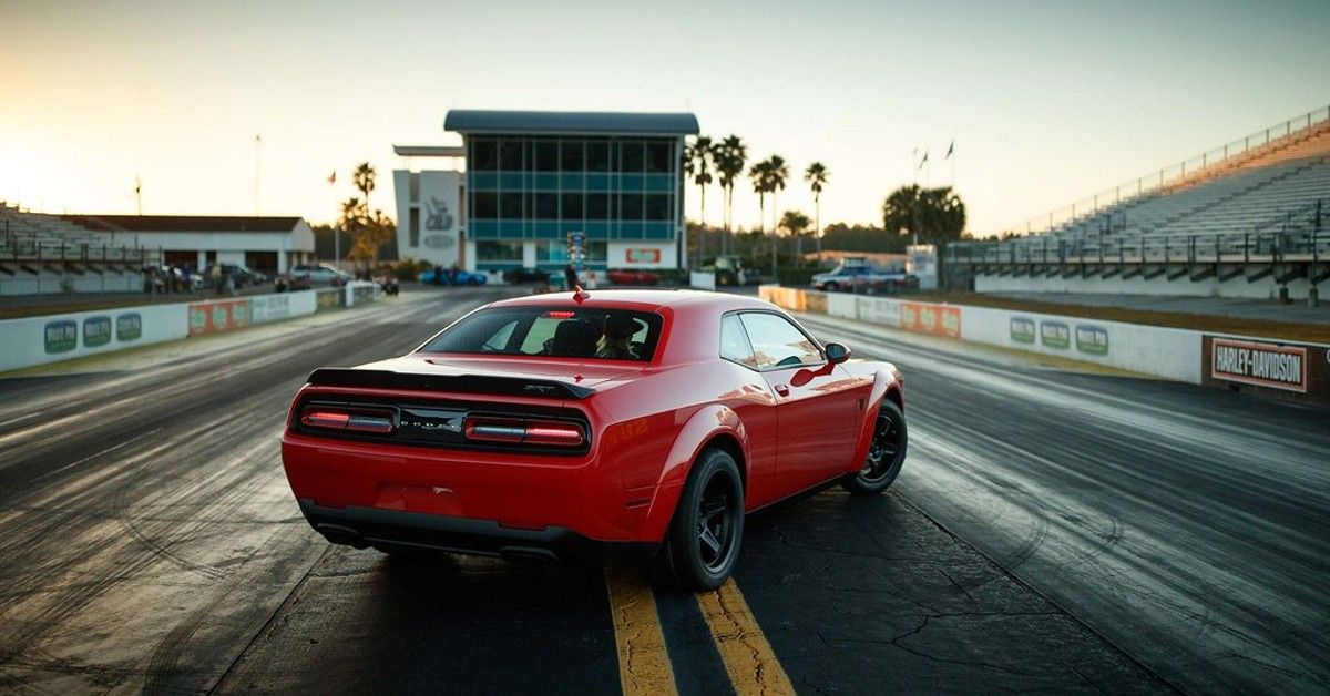 Red Dodge Challenger Demon On Track