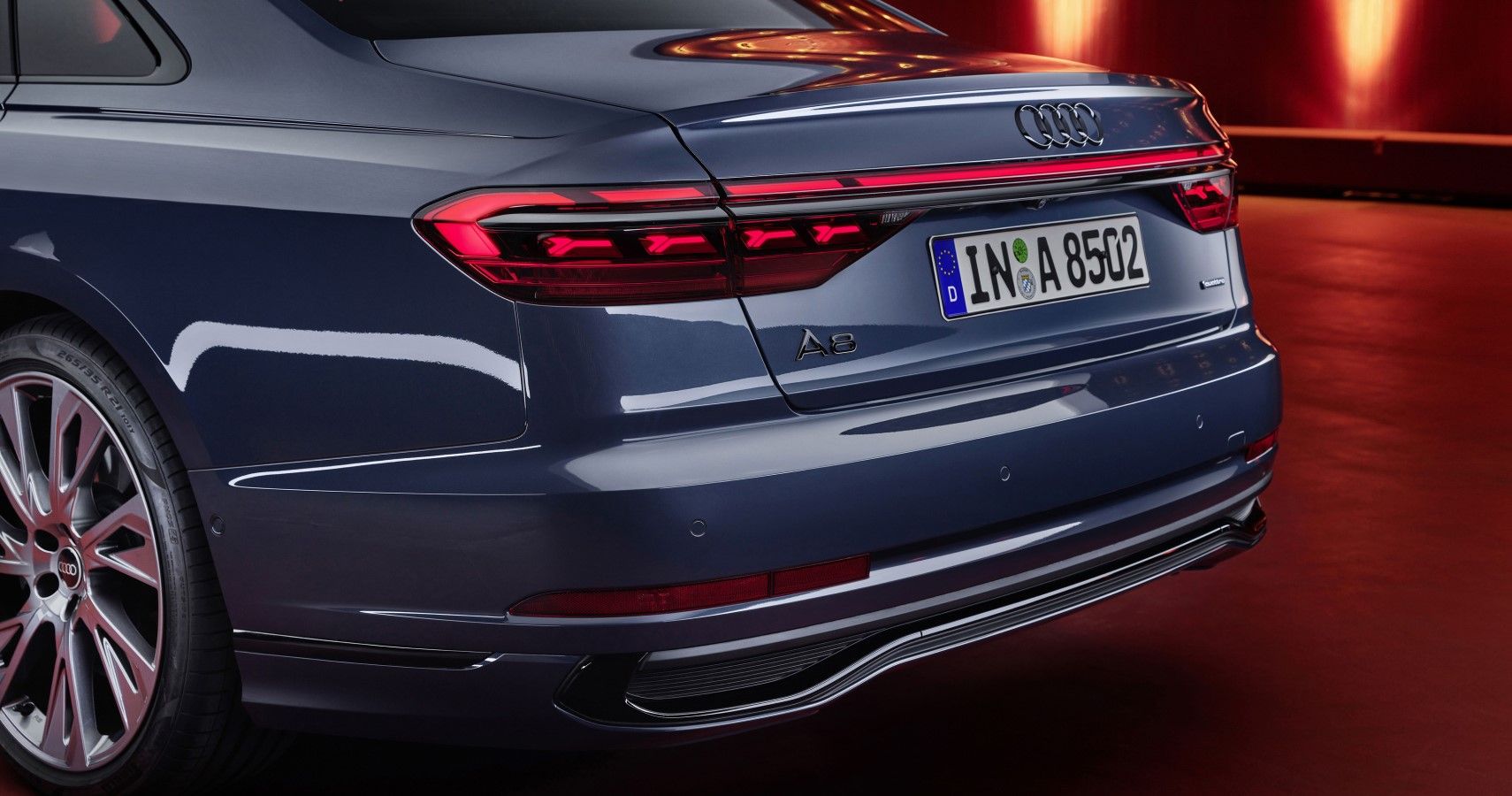 2022 Audi A8 taillamps close-up view