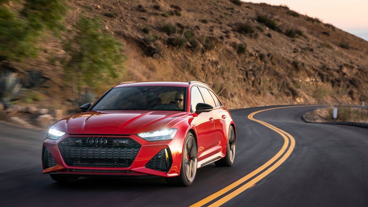 Red Audi-RS6 on the road