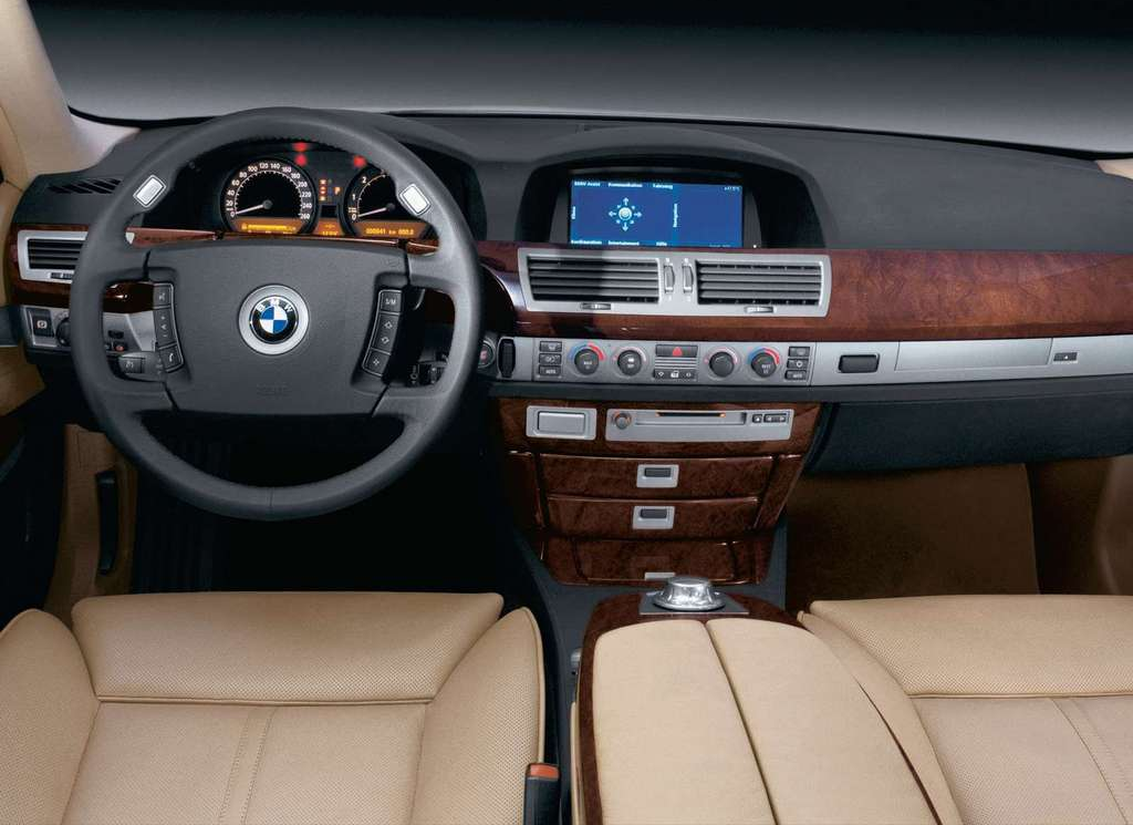 The BMW 7 Series interior (2002)- The center console is featured