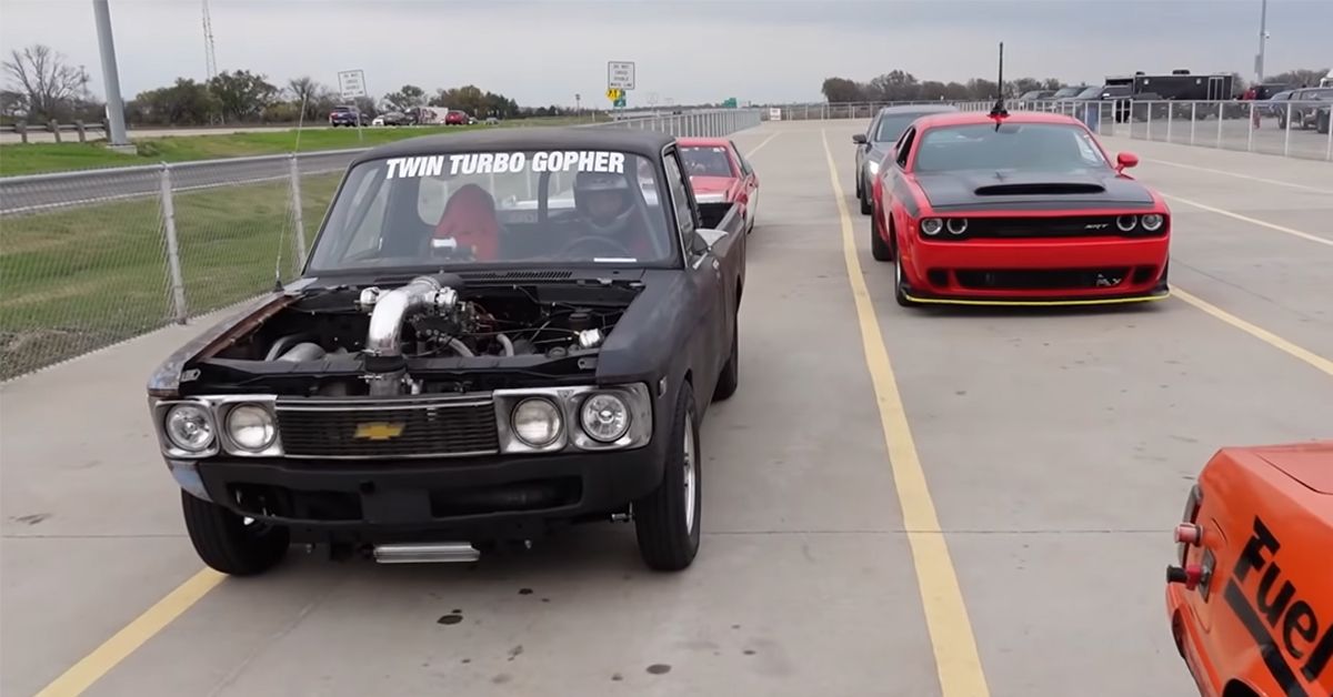 Dodge Demon Overcomes Weight Disadvantage To Beat Turbocharged Chevrolet LUV Pickup
