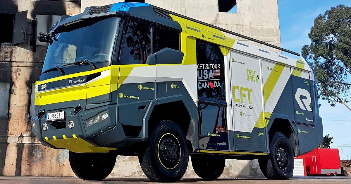 Electric Fire Truck on display outdoors